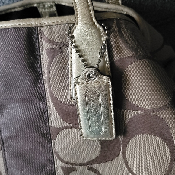 Coach Signature Stripe Framed Kisslock Carryall Y2K F13533 - Picture 7 of 14